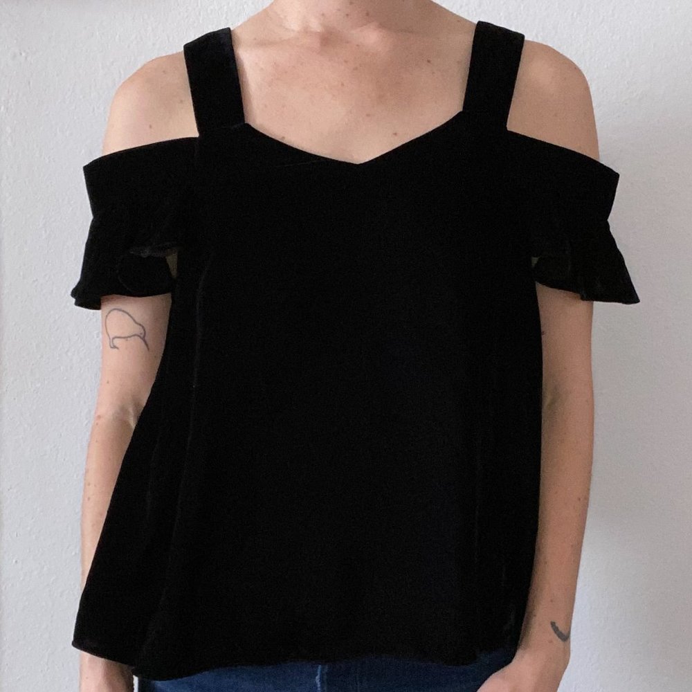 Topshop Velvet Off the Shoulder Top